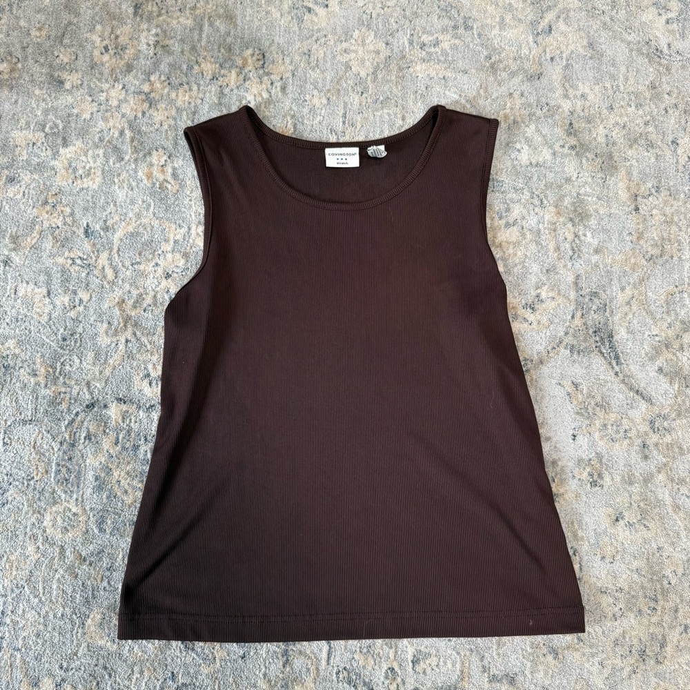 Covington Sleeveless Brown Rib Tank Top